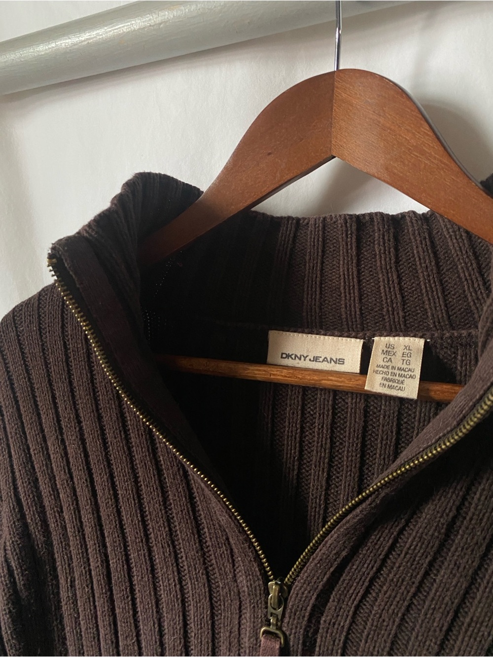 DKNY Jeans Full-Zip Brown Knit